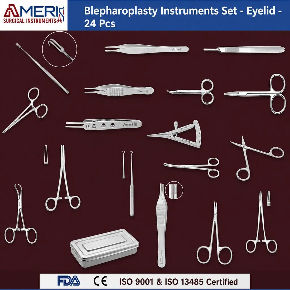 Blepharoplasty Surgery Instruments Set - Eyelid - 24 Pcs - Ameri Surgical Instruments Inc.