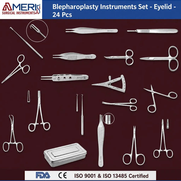 Blepharoplasty Surgery Instruments Set - Eyelid - 24 Pcs - Ameri Surgical Instruments Inc.